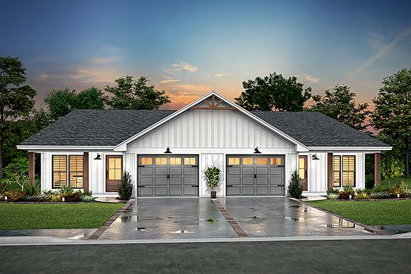 Country, Farmhouse, Traditional Multi-Family Plan 80887 with 6 Beds, 4 Baths, 2 Car Garage Elevation