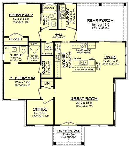 House Plan 80893 - Southern Style with 1399 Sq Ft, 2 Bed, 2 Bath