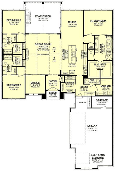 Contemporary, Southern, Traditional House Plan 80894 with 3 Beds, 4 Baths, 2 Car Garage First Level Plan
