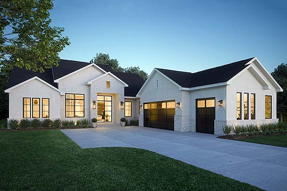 Contemporary, Southern, Traditional House Plan 80894 with 3 Beds, 4 Baths, 2 Car Garage Elevation