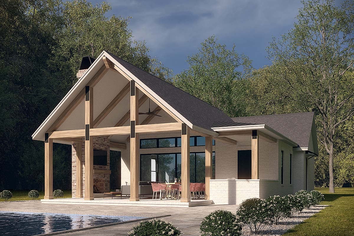 Modern, Southern Plan with 506 Sq. Ft., 1 Bathrooms, 1 Car Garage Elevation