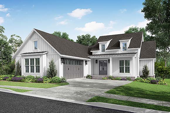 Country, Farmhouse House Plan 80897 with 3 Beds, 3 Baths, 2 Car Garage Elevation