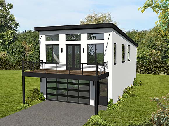 Contemporary, Modern Garage-Living Plan 80901 with 3 Beds, 2 Baths, 4 Car Garage Elevation