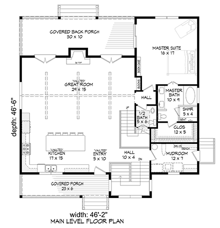Country, Farmhouse, Traditional House Plan 80905 with 3 Beds, 4 Baths First Level Plan