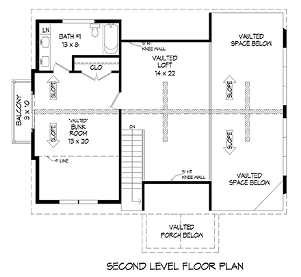 A-Frame, Cabin, Contemporary House Plan 80906 with 3 Beds, 2 Baths, 2 Car Garage Second Level Plan