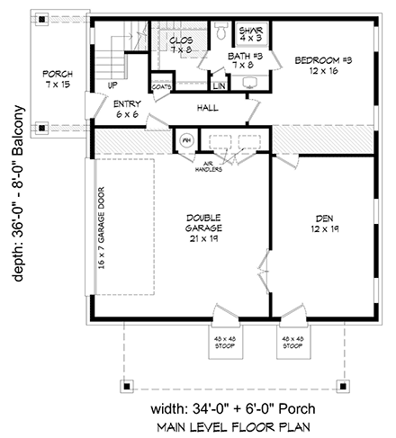 Coastal, Contemporary, Modern Garage-Living Plan 80908 with 3 Beds, 4 Baths, 2 Car Garage First Level Plan