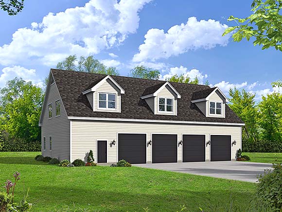 Country, Farmhouse, Ranch, Traditional Garage-Living Plan 80909 with 2 Beds, 3 Baths, 5 Car Garage Elevation