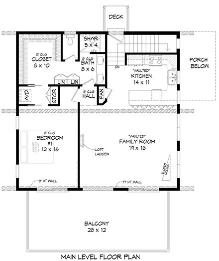Coastal, Contemporary, Modern Garage-Living Plan 80912 with 2 Beds, 2 Baths First Level Plan