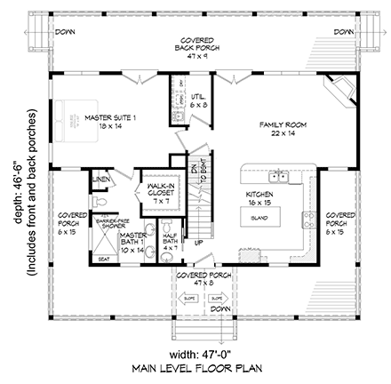 Country, Farmhouse, Ranch, Traditional House Plan 80920 with 3 Beds, 4 Baths First Level Plan