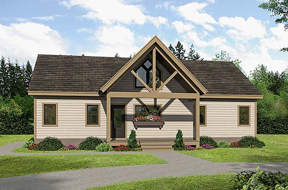 Cottage, Traditional House Plan 80921 with 2 Beds, 2 Baths Elevation