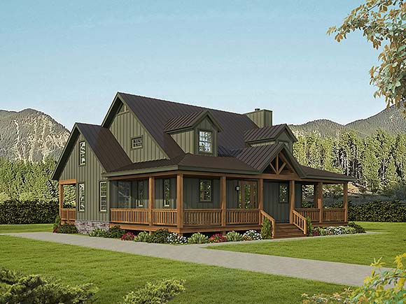 Country, Farmhouse, Ranch, Traditional House Plan 80922 with 3 Beds, 4 Baths Elevation
