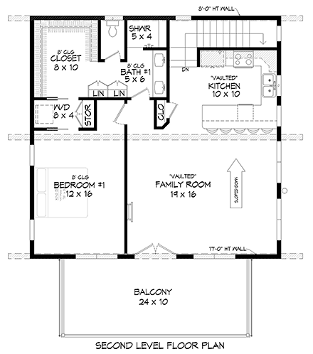 Coastal, Contemporary, Modern House Plan 80925 with 3 Beds, 2 Baths Second Level Plan