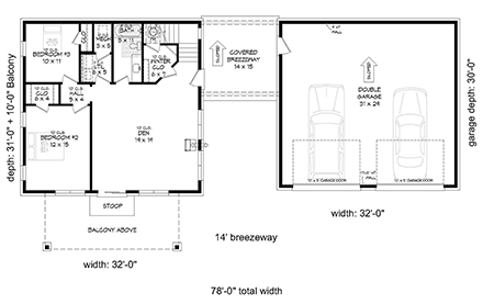 Coastal, Contemporary, Modern House Plan 80926 with 3 Beds, 3 Baths, 2 Car Garage First Level Plan
