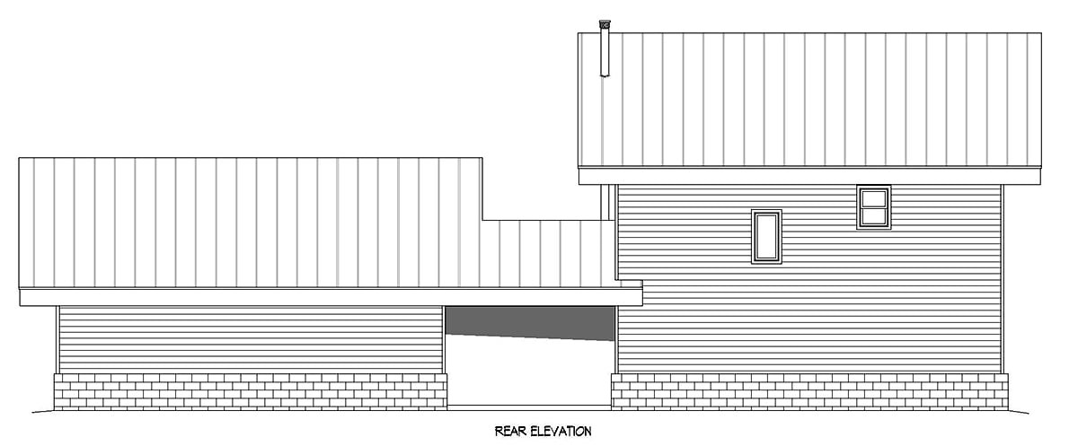 Coastal, Contemporary, Modern House Plan 80926 with 3 Beds, 3 Baths, 2 Car Garage Rear Elevation