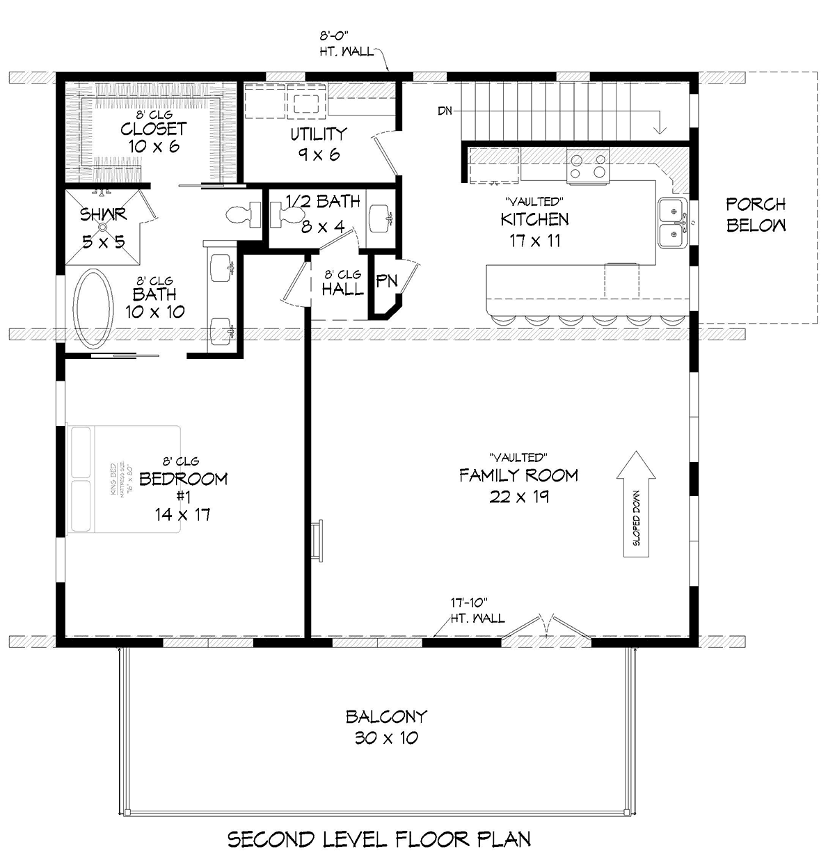 Coastal, Contemporary, Modern Garage-Living Plan 80929 with 2 Beds, 3 Baths, 3 Car Garage Level Two