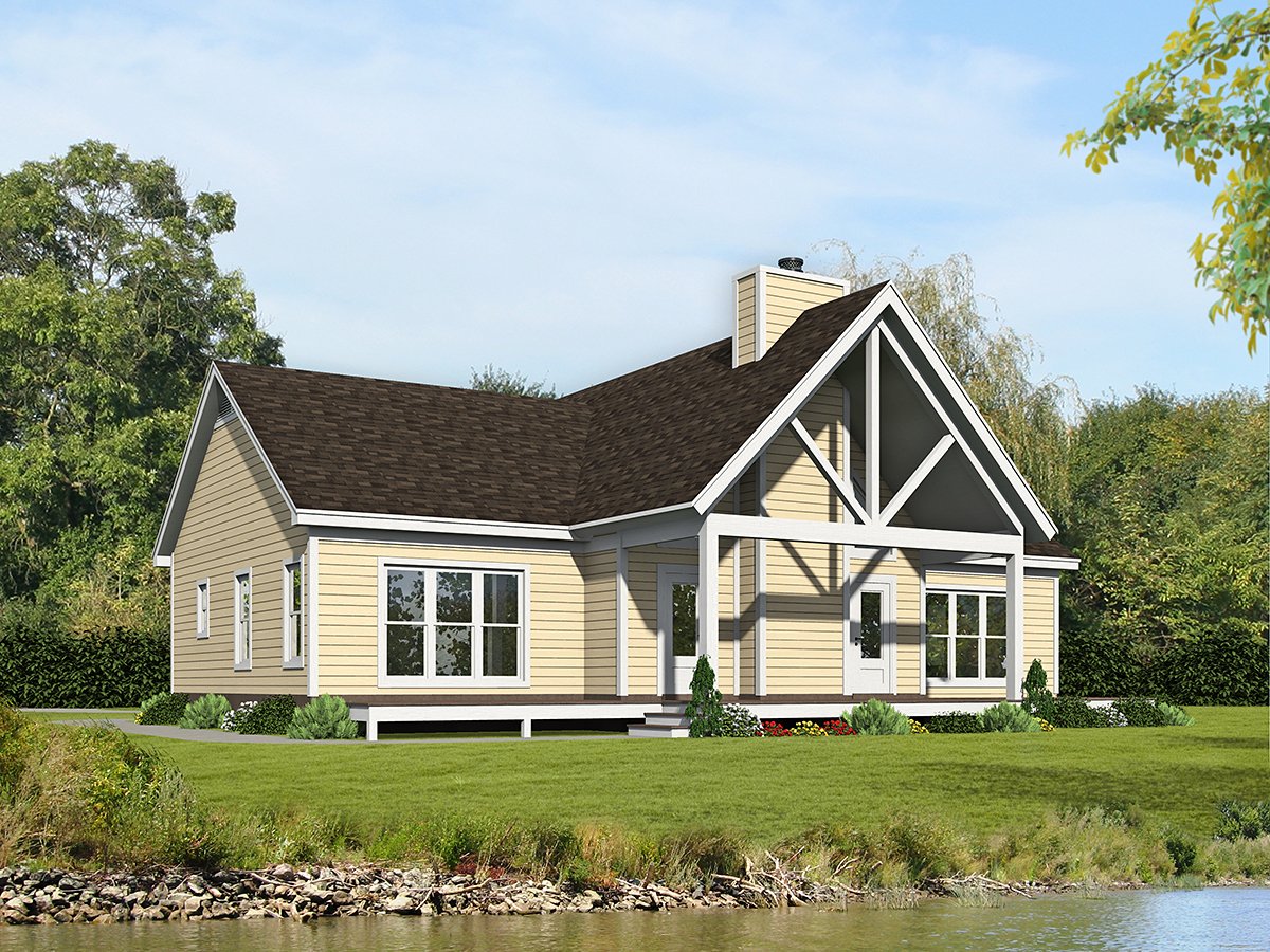 Cottage, Country, Traditional House Plan 80930 with 2 Beds, 3 Baths Rear Elevation