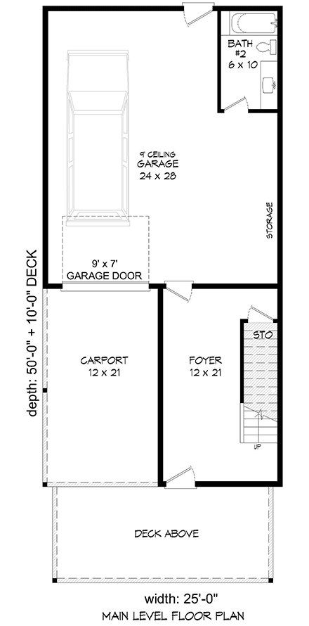 Contemporary, Modern Garage-Living Plan 80943 with 3 Beds, 2 Baths, 1 Car Garage First Level Plan