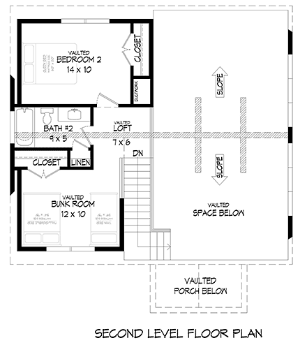 Country, French Country, Prairie, Traditional House Plan 80945 with 3 Beds, 3 Baths Second Level Plan