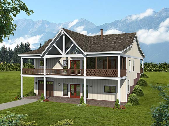 Country, Farmhouse, Ranch, Traditional House Plan 80946 with 2 Beds, 2 Baths, 1 Car Garage Elevation