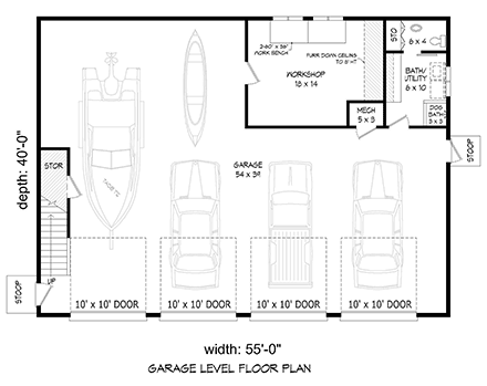 Country, Farmhouse, Traditional 6 Car Garage Plan 80948 First Level Plan