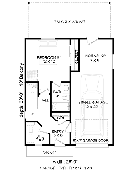 Contemporary, Modern House Plan 80954 with 3 Beds, 2 Baths, 1 Car Garage First Level Plan