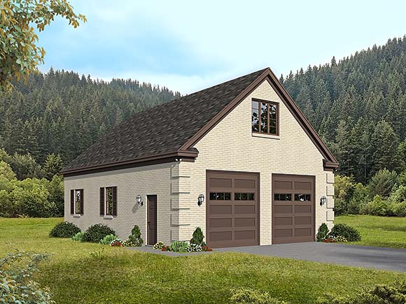 Country, Farmhouse, Ranch, Traditional 4 Car Garage Plan 80956 Elevation