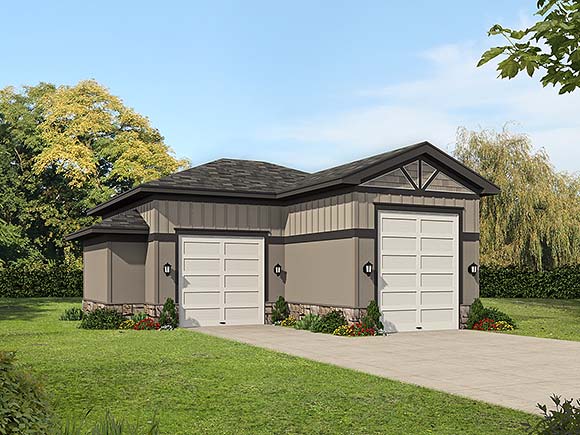 Bungalow, Contemporary, Craftsman, Traditional 2 Car Garage Plan 80961, RV Storage Elevation