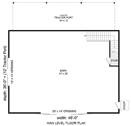 Country, Farmhouse, Traditional 2 Car Garage Plan 80964 First Level Plan
