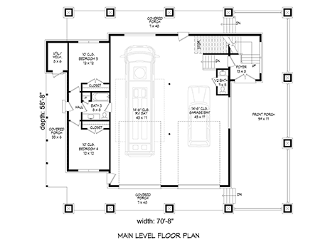 Contemporary, Modern Garage-Living Plan 80971 with 5 Beds, 4 Baths, 2 Car Garage First Level Plan