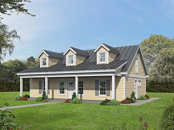 Cottage, Country, Farmhouse House Plan 80974 with 2 Beds, 2 Baths Elevation