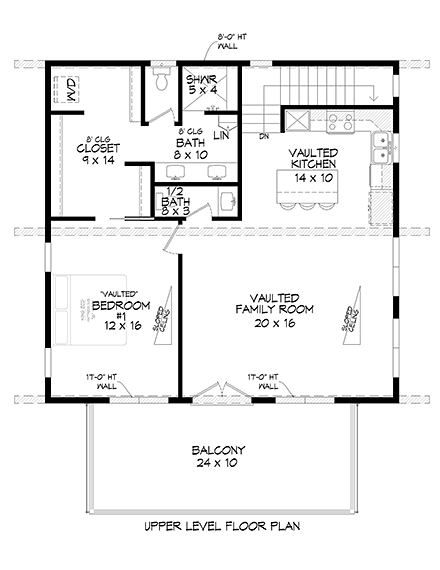 Coastal, Contemporary, Modern Garage-Living Plan 80976 with 2 Beds, 3 Baths, 2 Car Garage Second Level Plan