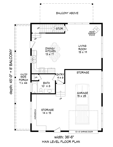 Contemporary, Modern Garage-Living Plan 80978, 1 Car Garage First Level Plan