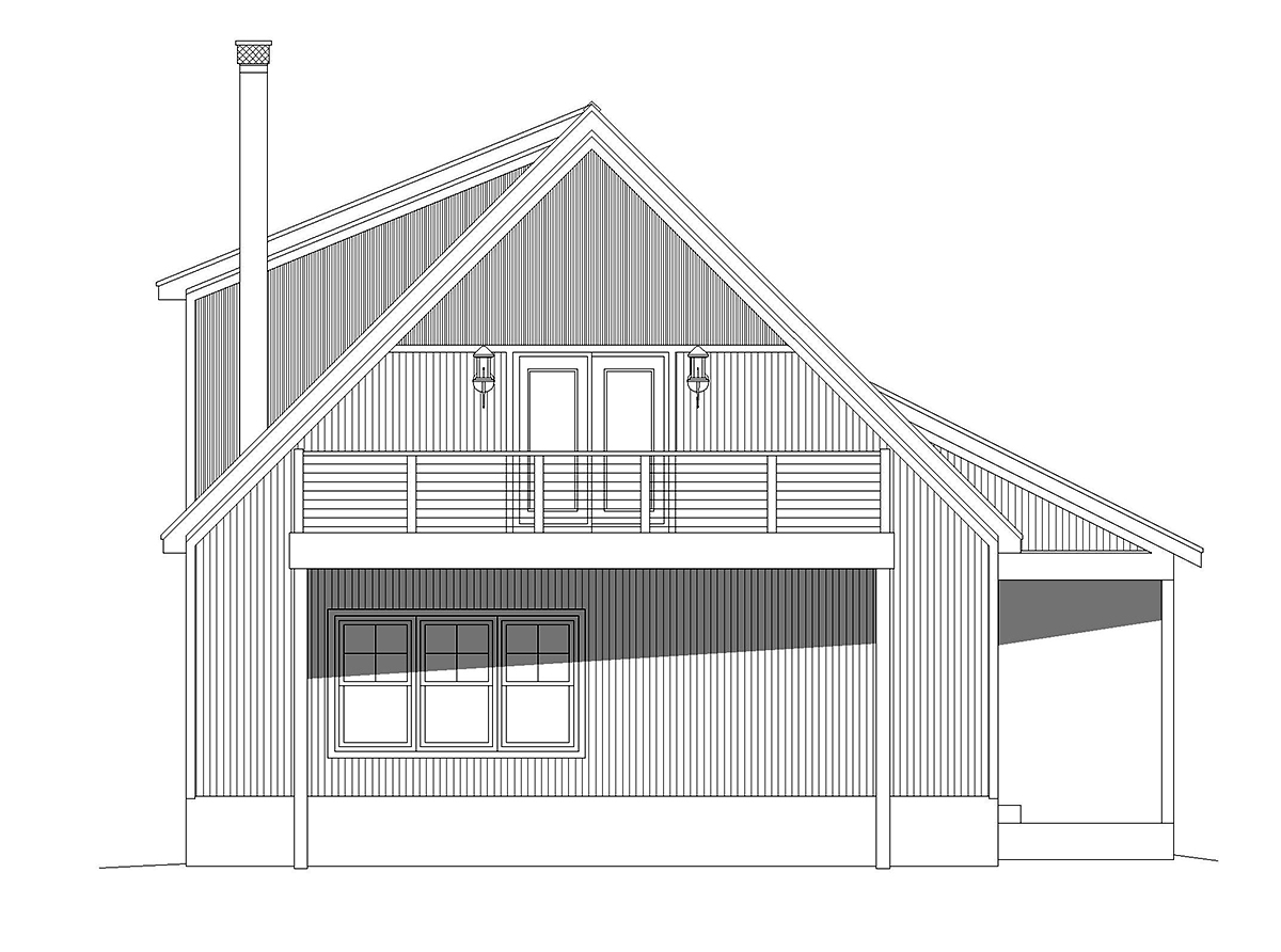 Contemporary, Modern Plan with 1770 Sq. Ft., 1 Bathrooms, 1 Car Garage Rear Elevation