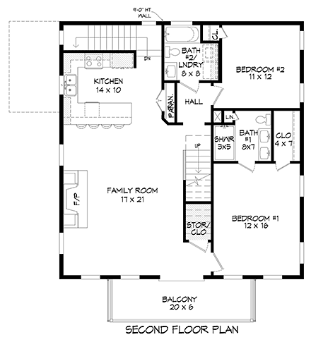Coastal, Contemporary, Modern Garage-Living Plan 80979 with 3 Beds, 4 Baths, 2 Car Garage Second Level Plan