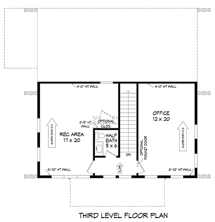 Coastal, Contemporary, Modern House Plan 80980 with 3 Beds, 4 Baths, 2 Car Garage Third Level Plan