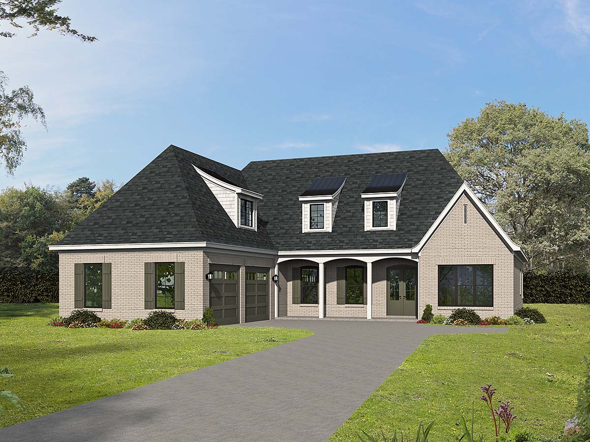 Colonial, Country, European, French Country, Ranch, Traditional Plan with 3809 Sq. Ft., 3 Bedrooms, 4 Bathrooms, 2 Car Garage Elevation
