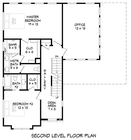 Coastal, Contemporary, Modern House Plan 80994 with 3 Beds, 4 Baths, 2 Car Garage Second Level Plan