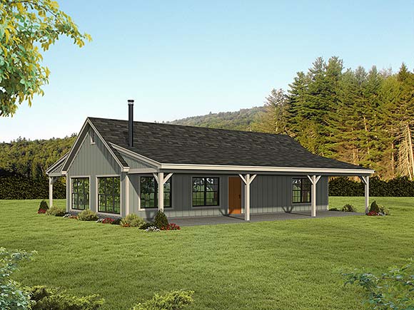 Country, Farmhouse, Traditional House Plan 80997 with 2 Beds, 2 Baths Elevation