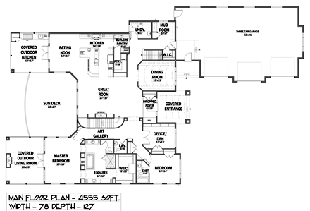 Bungalow House Plan 81107 with 2 Beds, 7 Baths, 5 Car Garage First Level Plan