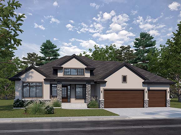 Bungalow House Plan 81109 with 2 Beds, 3 Baths, 3 Car Garage Elevation