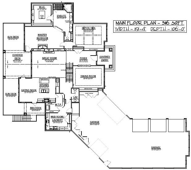 House Plan 81110 - Bungalow Style with 4628 Sq Ft, 1 Bed, 3 Bath,