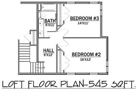 Bungalow House Plan 81111 with 4 Beds, 4 Baths, 3 Car Garage Second Level Plan