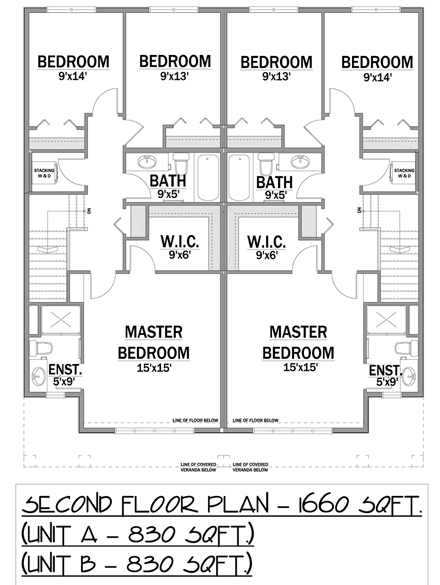 Multi-Family Plan 81123 with 6 Beds, 6 Baths Second Level Plan
