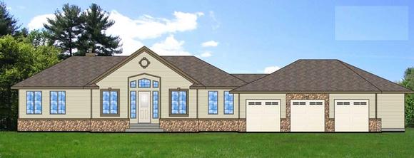 Bungalow House Plan 81129 with 2 Beds, 3 Baths, 3 Car Garage Elevation