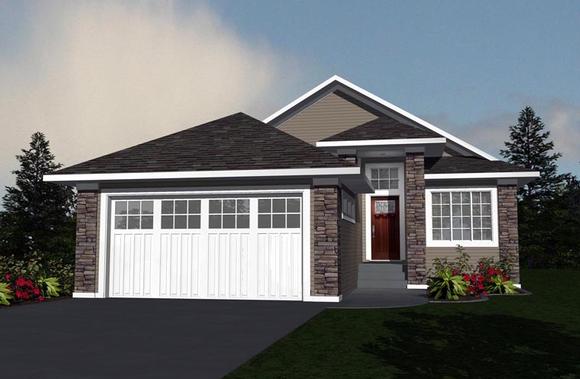 Bungalow House Plan 81130 with 1 Beds, 3 Baths, 2 Car Garage Elevation