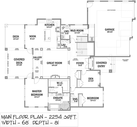 Bungalow House Plan 81140 with 5 Beds, 7 Baths, 3 Car Garage First Level Plan