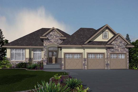 Bungalow House Plan 81140 with 5 Beds, 7 Baths, 3 Car Garage Elevation