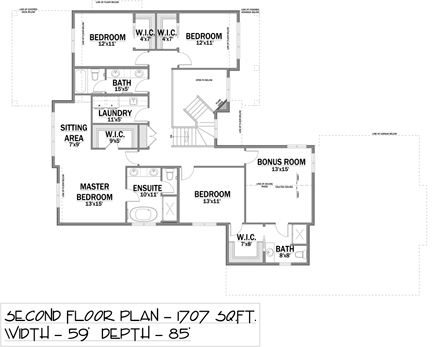 Traditional House Plan 81142 with 4 Beds, 4 Baths, 3 Car Garage Second Level Plan