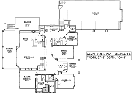 Bungalow House Plan 81163 with 3 Beds, 6 Baths, 3 Car Garage First Level Plan