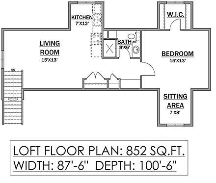 Bungalow House Plan 81163 with 3 Beds, 6 Baths, 3 Car Garage Second Level Plan
